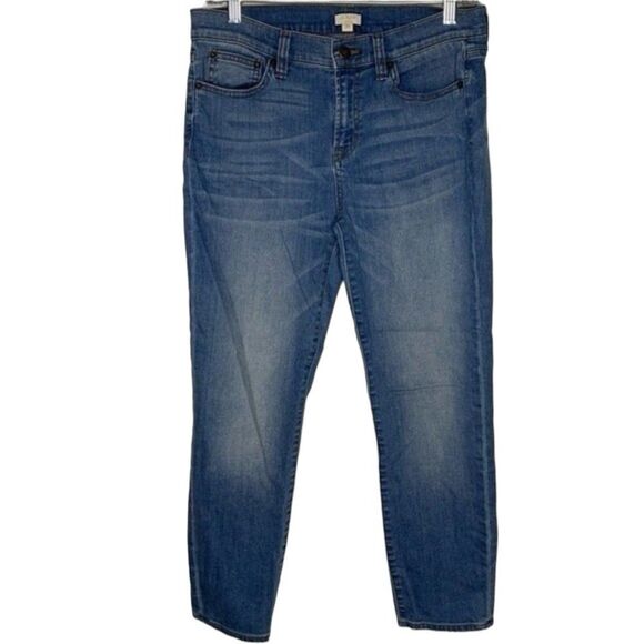 J Crew Jeans Women’s 29 Blue Denim Mid Rise Light Wash Skinny Crop Stretch - Picture 1 of 9